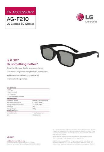 Gafas Cinena 3d Glasses LG Ag-f210