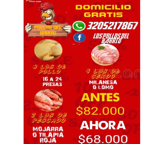 Promoción Pollo + Carne + Pescado