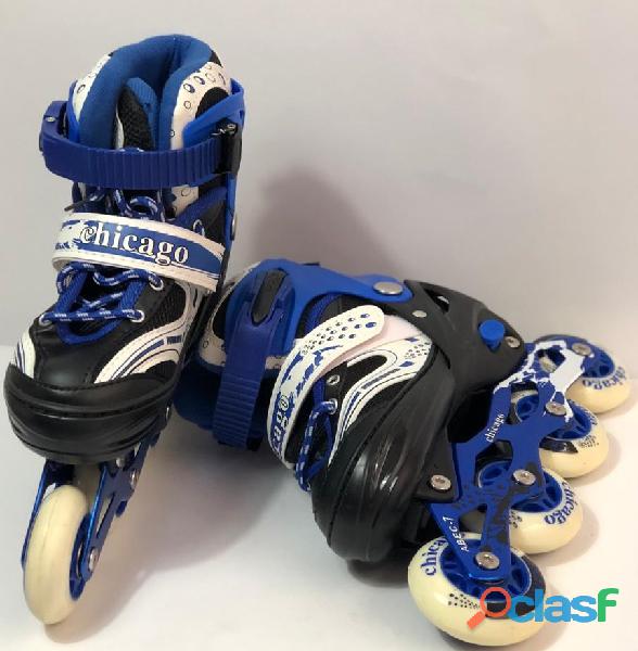 Kit Patines Linea Niños Semiprofesionales Economico Azul S