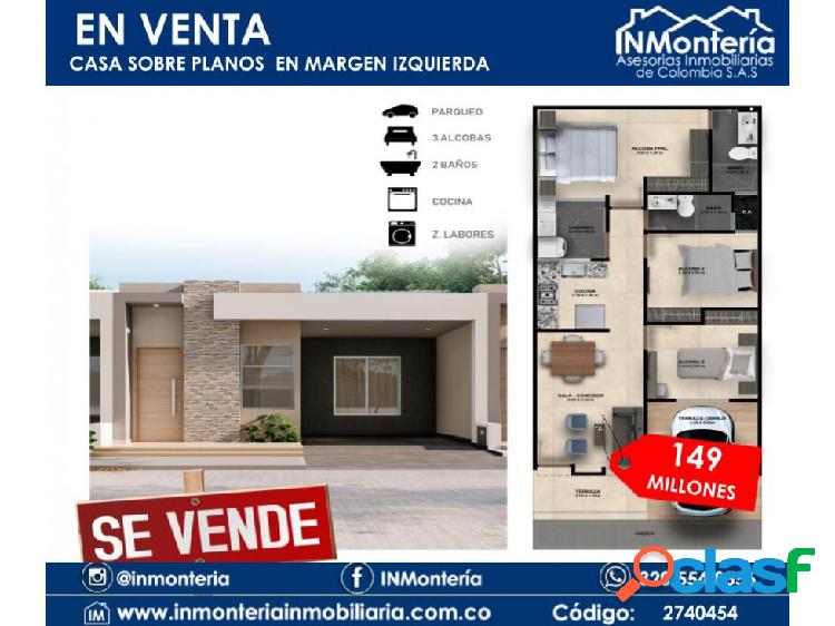 EN VENTA CASA SOBRE PLANOS EN MARGEN IZQUIERDA