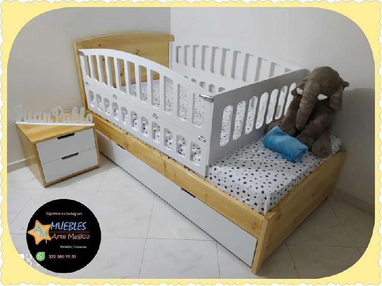 Cama cuna convertible en Pino