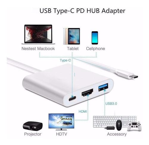 Adaptador Usb C A Hdmi 3 En 1 Macbook Pro Usb 3.0 Usb Tipo C