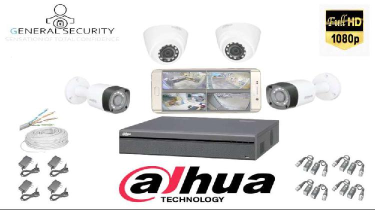 Kit De Cctv Dahua De 4 Camaras + Accesorios + Cable Utp