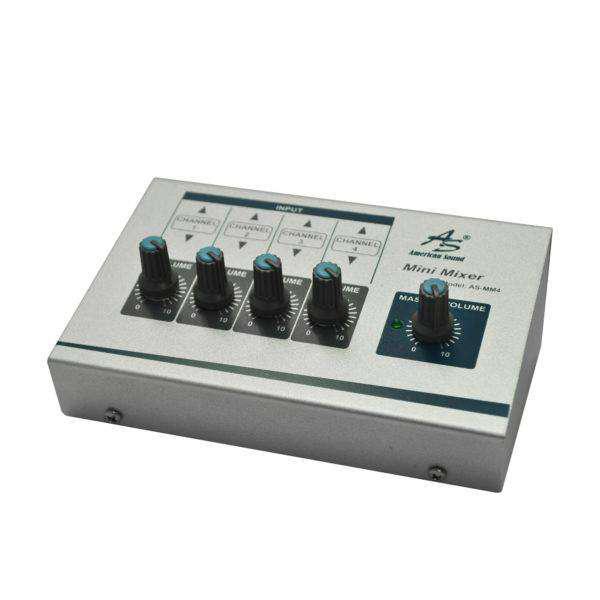 Mezclador-mini Mixer American Sound 4 Canales + adaptador de