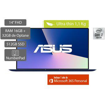 Portátil Asus Zenbook UX433FAC Corei7 16GB 512 SSD +32GB