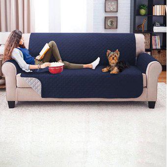 Forro Protector Sofa 3 Puestos Doble Faz Happy Bear - Azul y