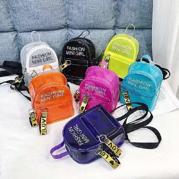 Mini Backpack Pvc Bolso Transparente De Colores Para Chicas