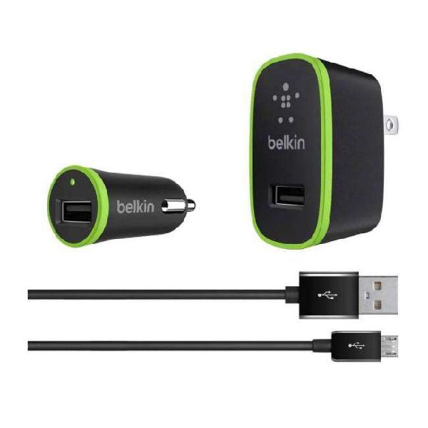 Kit Belkin Cargadores 2.4 Amp para Pared y Auto + Cable
