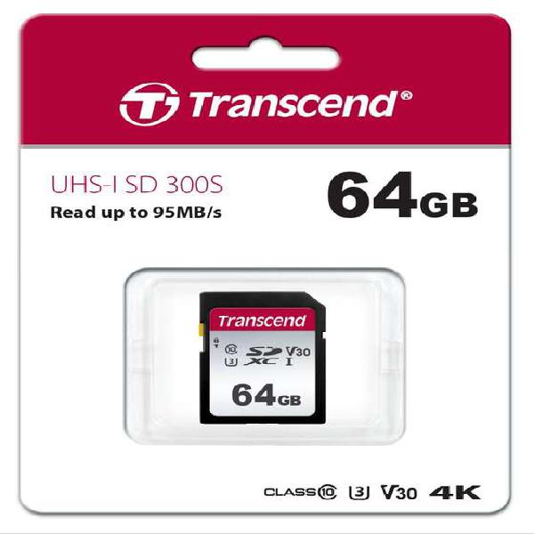 Memoria SDHC 64GB Transcend Clase 10 300S