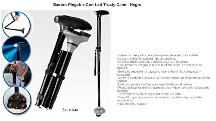 Bastón Plegable Con Led Trusty Cane Negro Cali