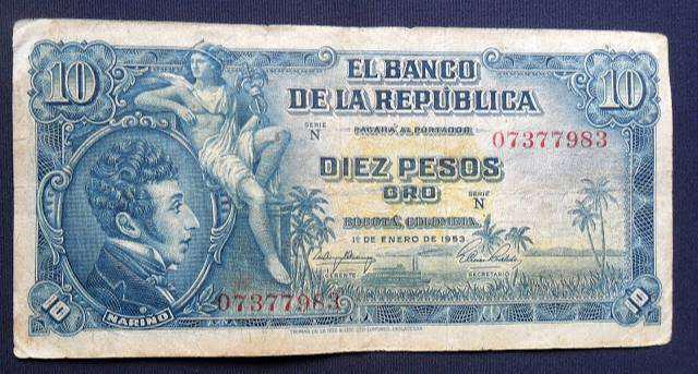 Colombia 10 Pesos 1953 Oro
