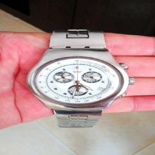 Reloj Swatch Irony Plateado y Blanco Grande Original Poco