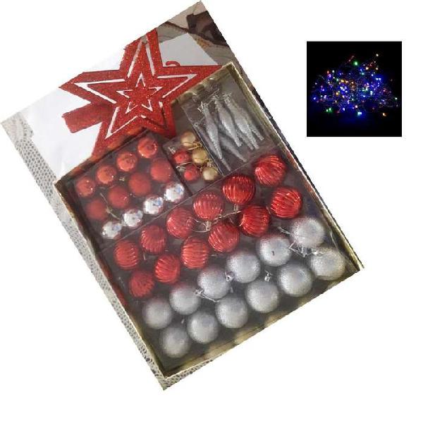 bolas y accesorios navideños caja completa luces obsequio