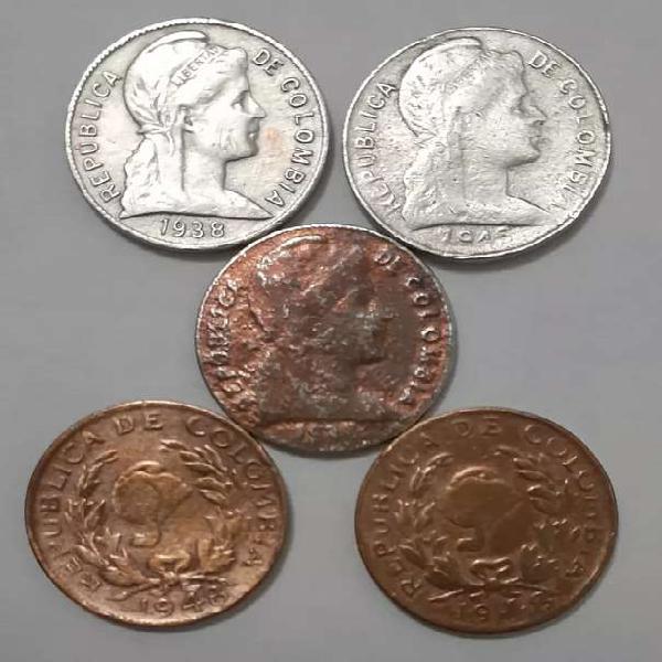 Vendo lote de monedas antiguas de II Centavos de Colombia