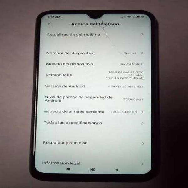 Xiaomi redmi note 8 con fisura