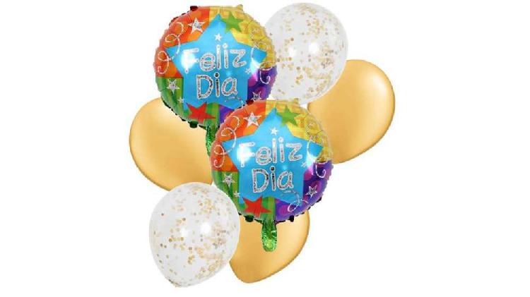 Globo Metalizado Para Cumpleaños Feliz Dia X 7 Piezas