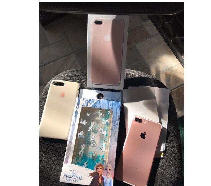Iphone 7 plus rosado 32gb + 3 forros + audifonos