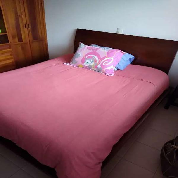 Vendo Cama Queen Size en Madera maciza (Roble)