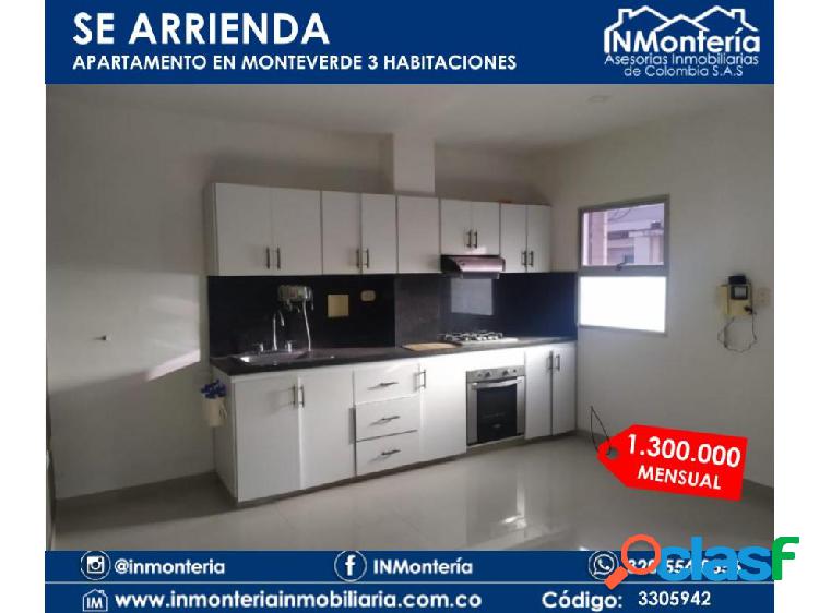 SE ARRIENDA APARTAMENTO EN MONTEVERDE MONTERIA