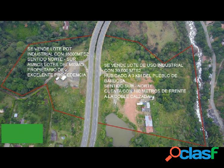 Venta lote en Barbosa doble calzada