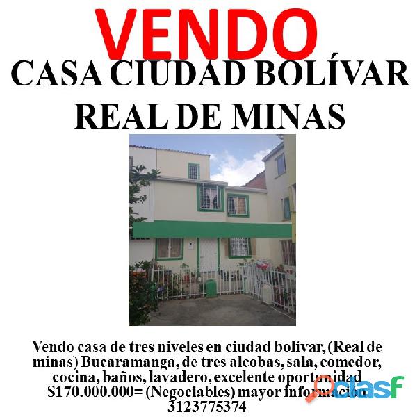 real de minas barrio ciudad bolivar Vendo casa