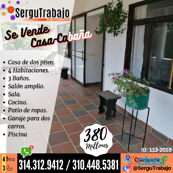 Se Vende Hermosa Casa Cabaña en Chinacota / Ref.: 113 2059
