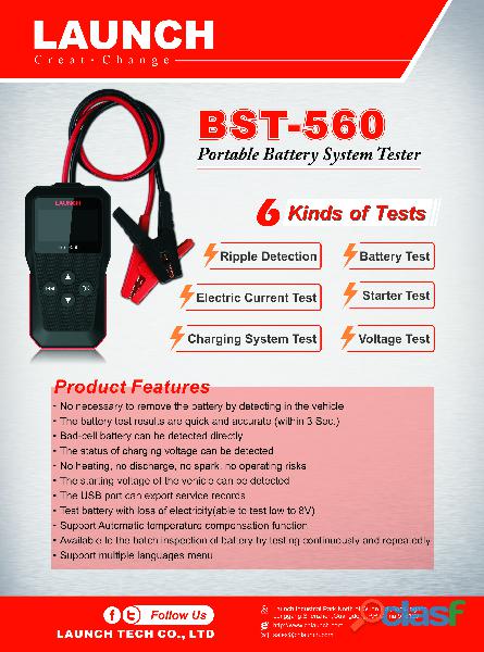 Scanner Analizador Baterías Launch Bst 560 Car Test