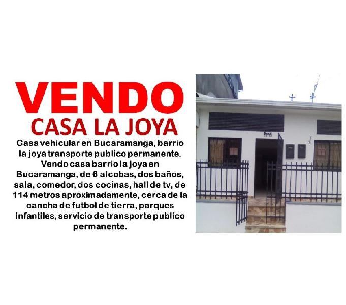 Casa barrio la joya, vehicular en Bucaramanga,