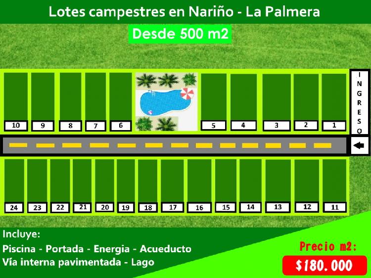 SE VENDEN LOTES CAMPESTRES EN NARIÑO - LA PALMERA