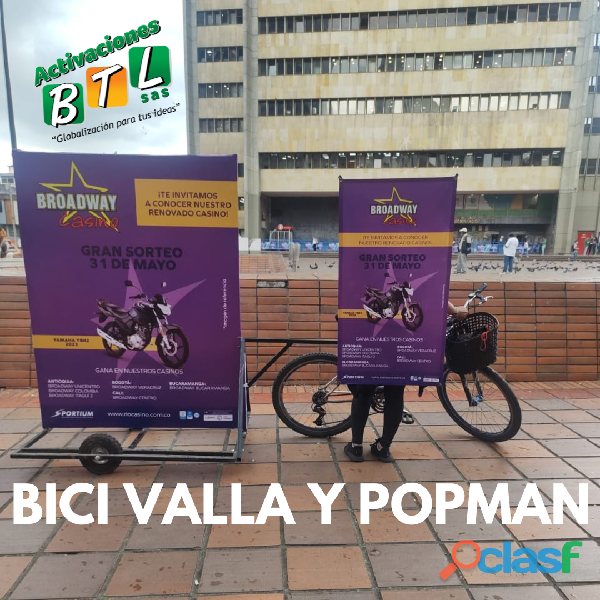 BICIVALLA O BICICLETA PUBLICITARIA CON PERIFONEO Y SERVICIO