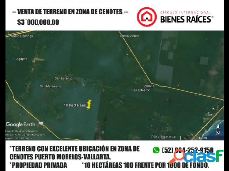 TERRENO EN VENTA EN ZONA DE CENOTES PUERTO MORELOS.