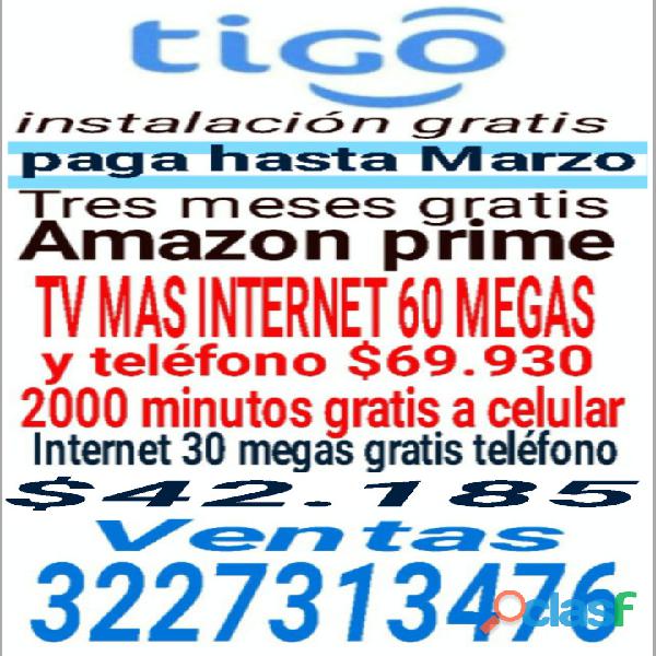 TIGO TV más internet 60 megas y teléfono paga en marzo