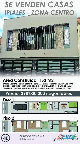 Se venden casas premium zona centro Ipiales 130 m2