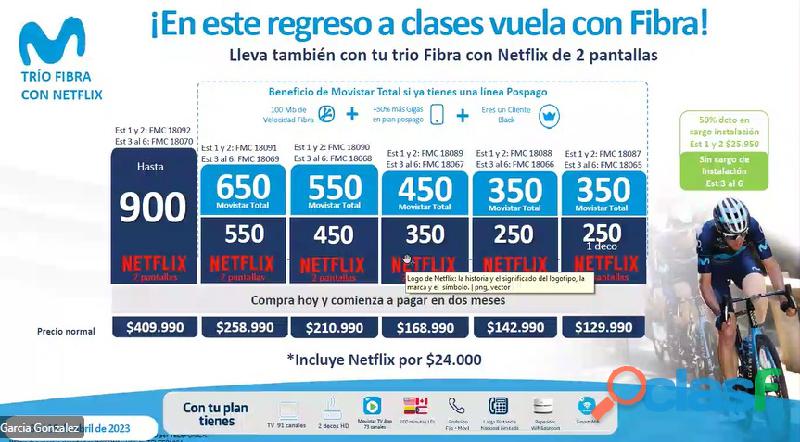 Movistar TV más internet 250 megas y teléfono