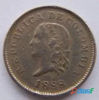 VENDO:MONEDA COLOMBIA 5 CENTAVOS 1888.