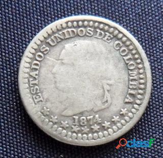 COLOMBIA COIN 5 Centavos 1874 SILVER BOGOTA