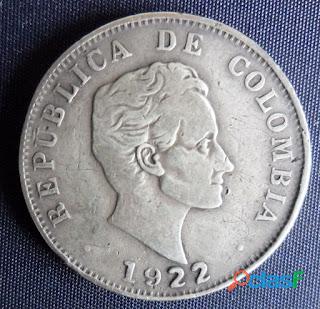 MONEDA COLOMBIA 50 CENTAVOS 1922 PLATA $ 150.000 ERROR