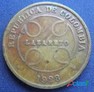 MONEDA COLOMBIA 50 CENTAVOS 1928 LAZARETO