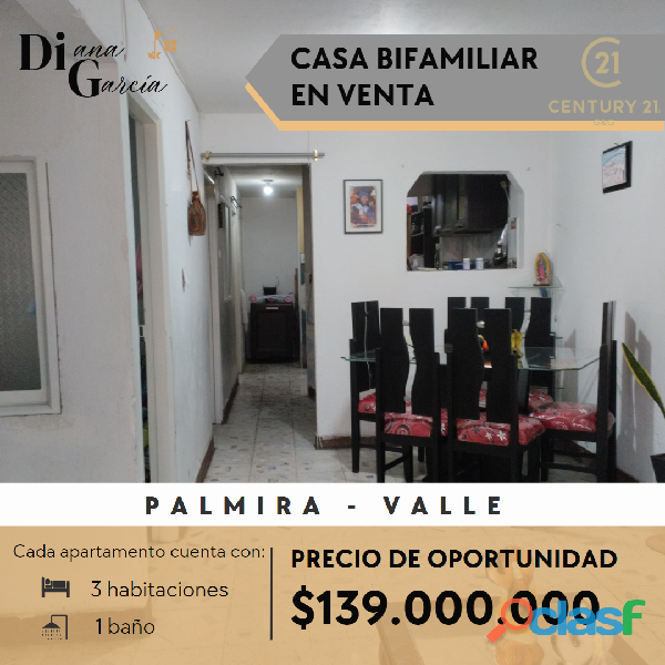 VENTA DE CASA BIFAMILIAR HAROLD EDER PALMIRA VALLE