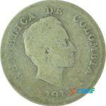 1911 Colombia 10 Cents Centavos Silver Coin