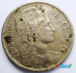 MONEDA PAPEL MONEDA COLOMBIA 5 PESOS P/M 1909 ref 519 FOR