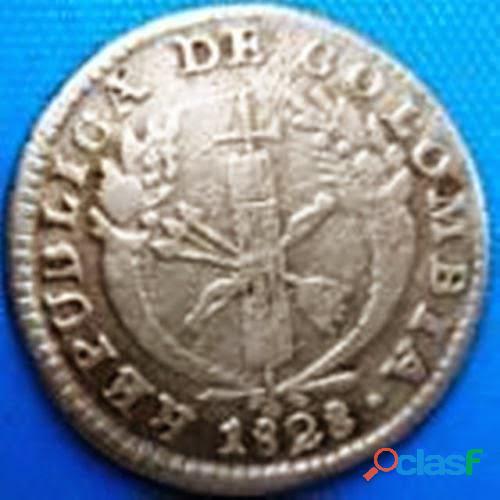 COLOMBIA 1 REALES1828 PLATA REPUBLICA DE COLOMBIA Pn R.U