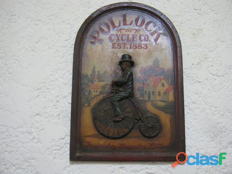 CUADRO MY ANTIGUO EN MADERA POLLOCK CYCLE CO 1883