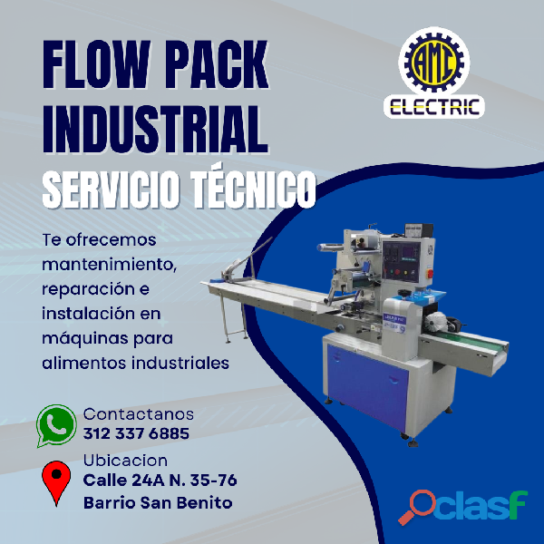 Reparación y mantenimiento a Flow pack industrial