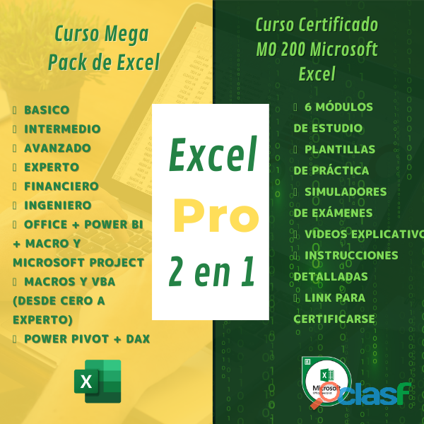 Excel 2 en 1 super oferta exclusiva 50% De descuento
