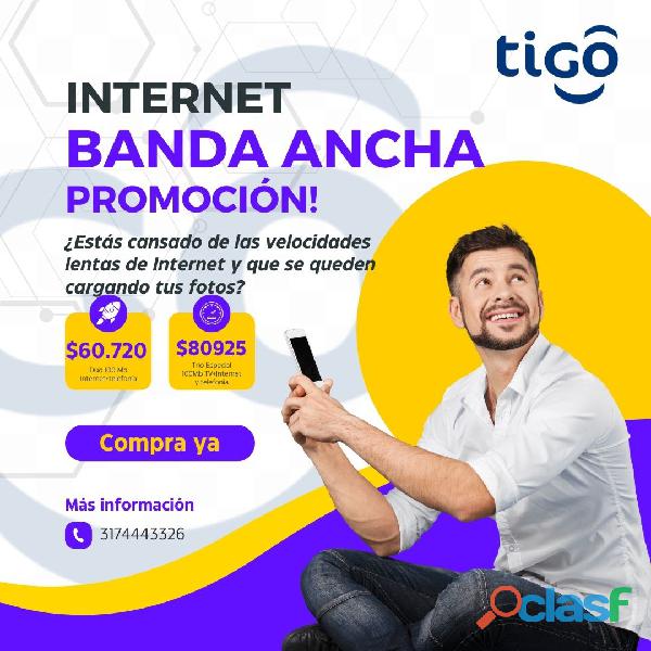 Tigo paga en febrero internet 100 megas y teléfono