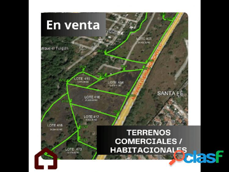 10 terrenos Comerciales o habitacionales en Santa Fe,