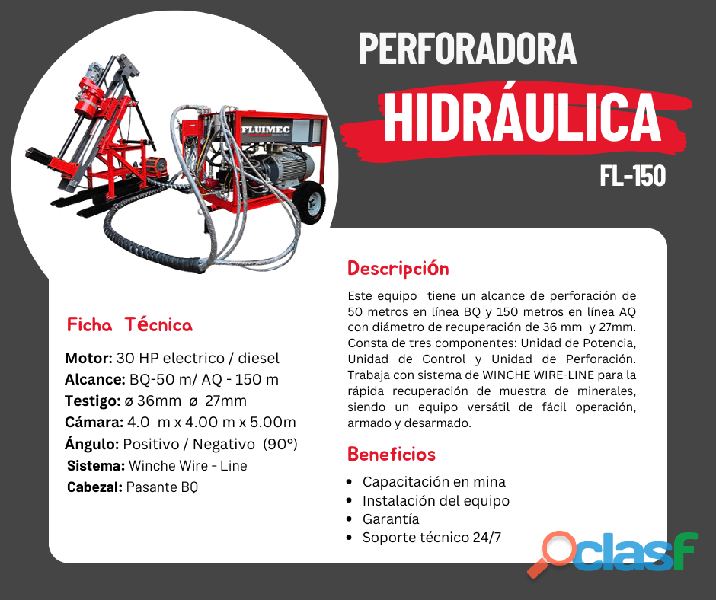 EQUIPO DE PERFORACION HIDRAULICA FL 150 INTERIOR MINA