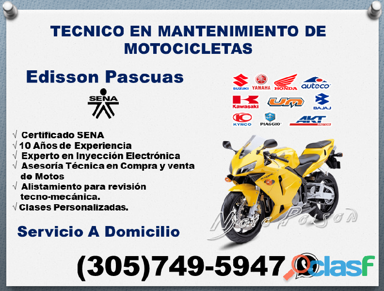 Mecanico de motos, servicio a Domicilio en Bogota Norte
