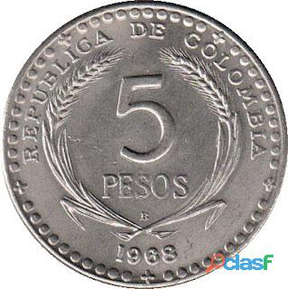 MONEDA: COLOMBIA 5 PESOS 1968 39 CONGRESO EUCARISTICO